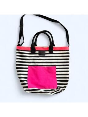 Vintage Y2K Victoria’s Secret Pink Striped Tote Bag Beach Shoulder Bag